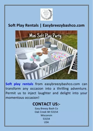 Soft Play Rentals  Easybreezybashco.com