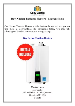 Buy Navien Tankless Heaters  Cozycastle.ca