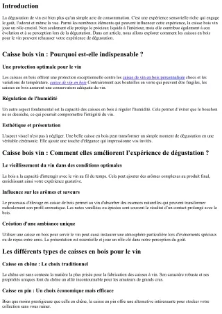 “Caisse bois vin : Comment elles améliorent l’expérience de dégustation ?”