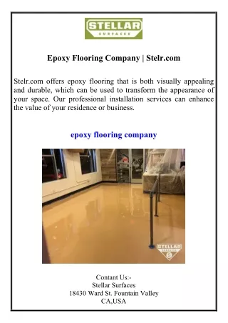 Epoxy Flooring Company Stelr.com