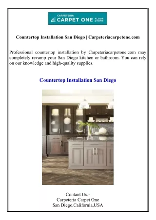 Countertop Installation San Diego Carpeteriacarpetone.com