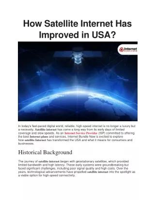 How Satellite Internet Has Improved in USA?