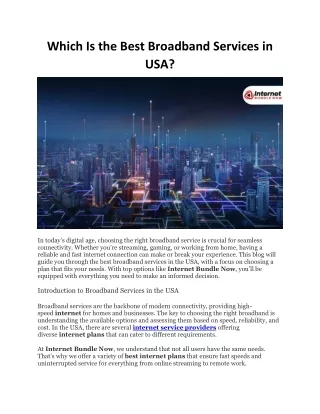 Which Is the Best Broadband Services in USA?