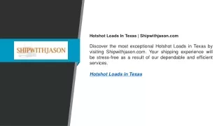 Hotshot Loads In Texas Shipwithjason.com