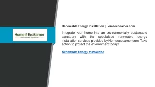 Renewable Energy Installation Homeecoearner.com