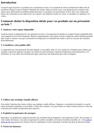 Comment choisir la disposition idéale pour vos produits sur un présentoir en boi