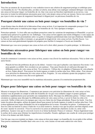 Comment fabriquer vous-même une caisse en bois pour ranger vos bouteilles de vin