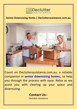 Senior Downsizing Home  Declutterassistance.com.au