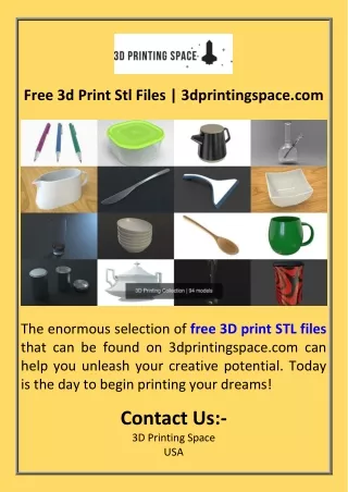 Free 3d Print Stl Files  3dprintingspace.com
