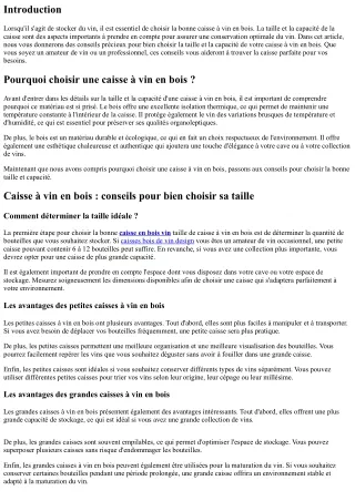 Caisse à vin en bois : conseils pour bien choisir sa taille et sa capacité