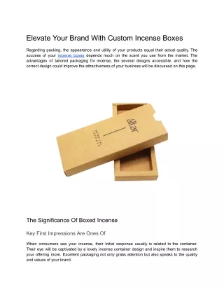 Elevate Your Brand with Custom Incense Boxes