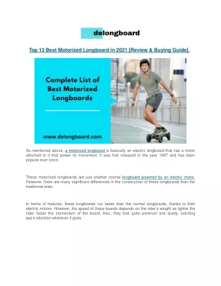 Top 13 Best Motorized Longboard in 2021 [Review & Buying Guide]. 24'SEP
