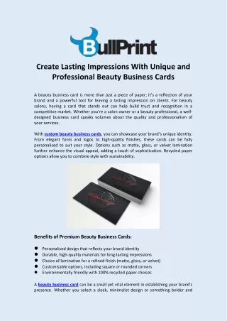 Create Lasting Impressions With Unique and Professional Beauty Business Cards