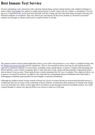 Best Inmate Textual content Services