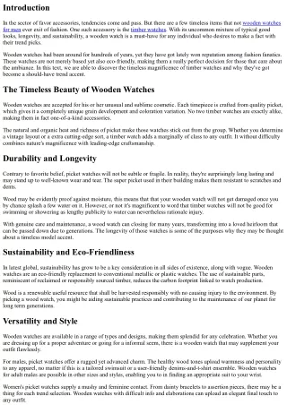 The Timeless Elegance of Wooden Watches: A Must-Have Fashion Accessory