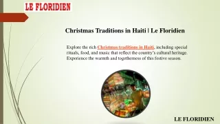 Christmas Traditions in Haiti  Le Floridien