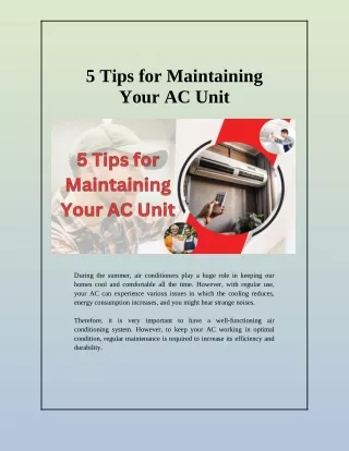 5 Tips for Maintaining Your AC Unit