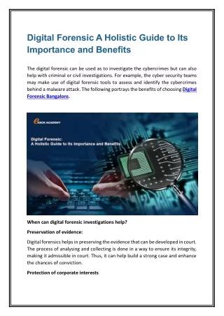 Digital Forensic A Holistic Guide to Its Importance and Benefits