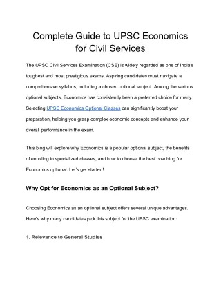 Complete Guide to UPSC Economics for Civil Services