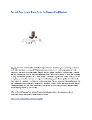 Raypak Pool Heater Parts Parts for Raypak Pool Heaters