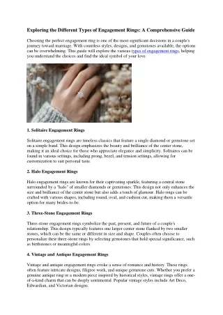 Types of Engagement Rings: What You Need to Know