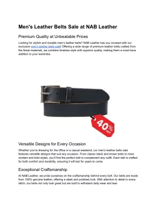 Men's Leather Belts Sale at NAB Leather