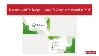 Business Card On Budget Ways To Create A Memorable One