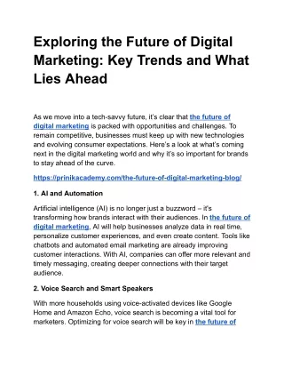 Exploring the Future of Digital Marketing: Key Trends and What Lies Ahead
