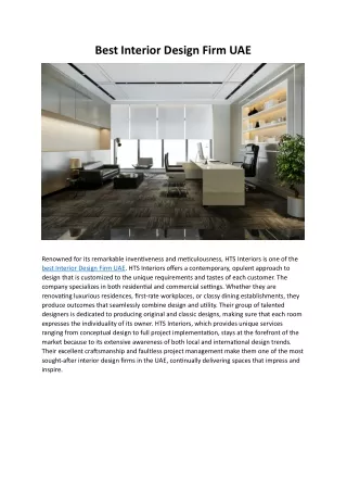Best Interior Design Firm UAE