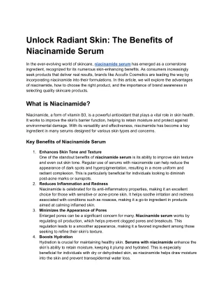 The Benefits of Niacinamide Serum
