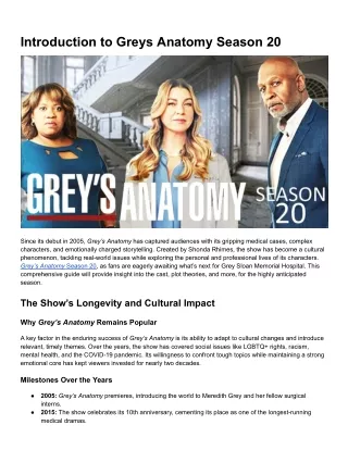 Introduction to Grey’s Anatomy Season 20
