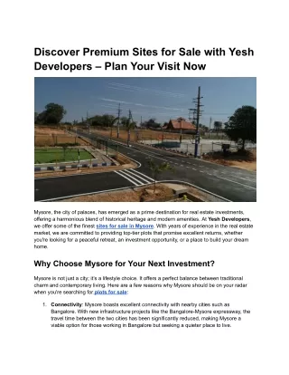 Discover Premium Sites for Sale with Yesh Developers – Plan Your Visit Now