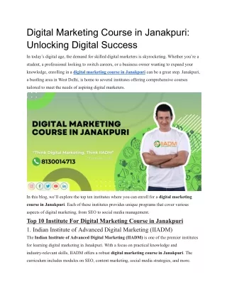 Digital Marketing Course in Janakpuri