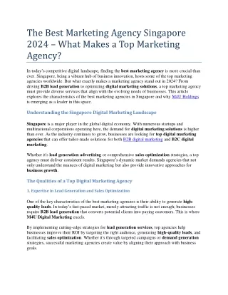 The Best Marketing Agency Singapore 2024 What Makes A Top marketing Agency