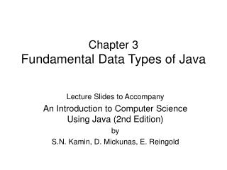 Chapter 3 Fundamental Data Types of Java