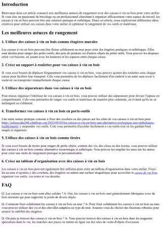 Les meilleures astuces de rangement avec des caisses à vin en bois pour votre at