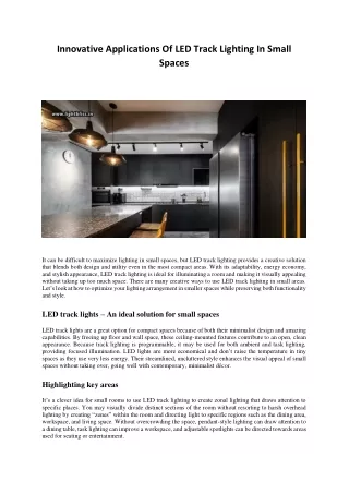 Innovative Applications Of LED Track Lighting In Small Spaces