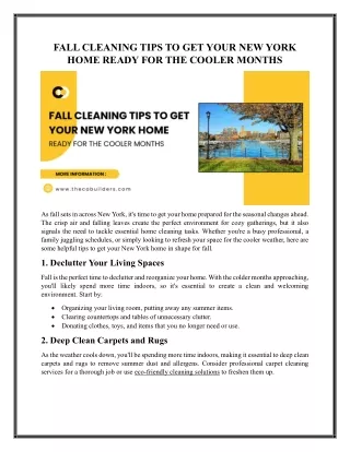 FALL CLEANING TIPS TO GET YOUR NEW YORK HOME READY FOR THE COOLER MONTHS