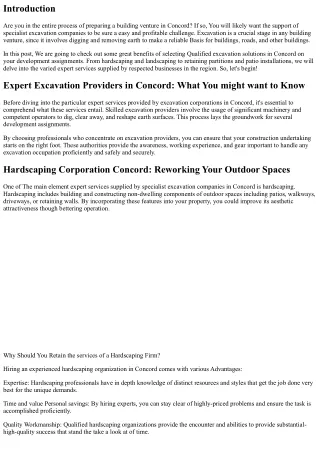Skilled Excavation Companies in Concord for Your Development Initiatives