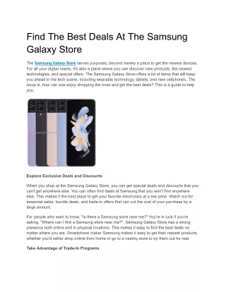 Find The Best Deals At The Samsung Galaxy Store