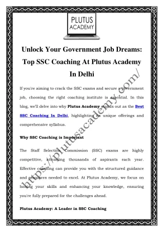 Best SSC Coaching in Delhi at Plutus Academy | Top SSC Exam Preparation