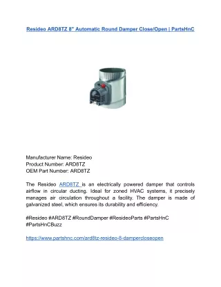 Resideo ARD8TZ 8_ Automatic Round Damper Close_Open _ PartsHnC