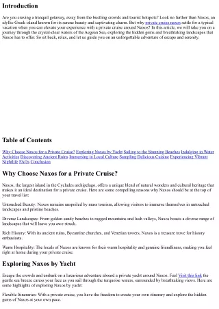 Escape to Serenity: Private Cruises around Naxos