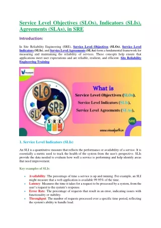 SRE Training Online - Site Reliability Engineering Online Training