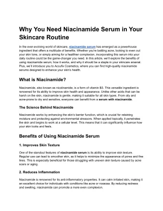Why You Need Niacinamide