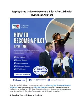 Step by Step Guide to Become a Pilot After 12th with Flying Star Aviators