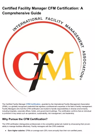 Certified Facility Manager CFM Certification_ A Comprehensive Guide