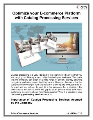 Optimize your Ecommerce Platform with Catalog Processing Services