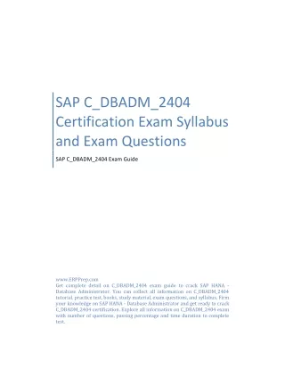 SAP C_DBADM_2404 Certification Exam Syllabus and Exam Questions