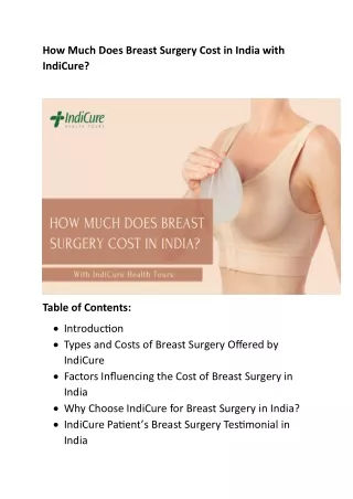 How Much Does Breast Surgery Cost in India with IndiCure